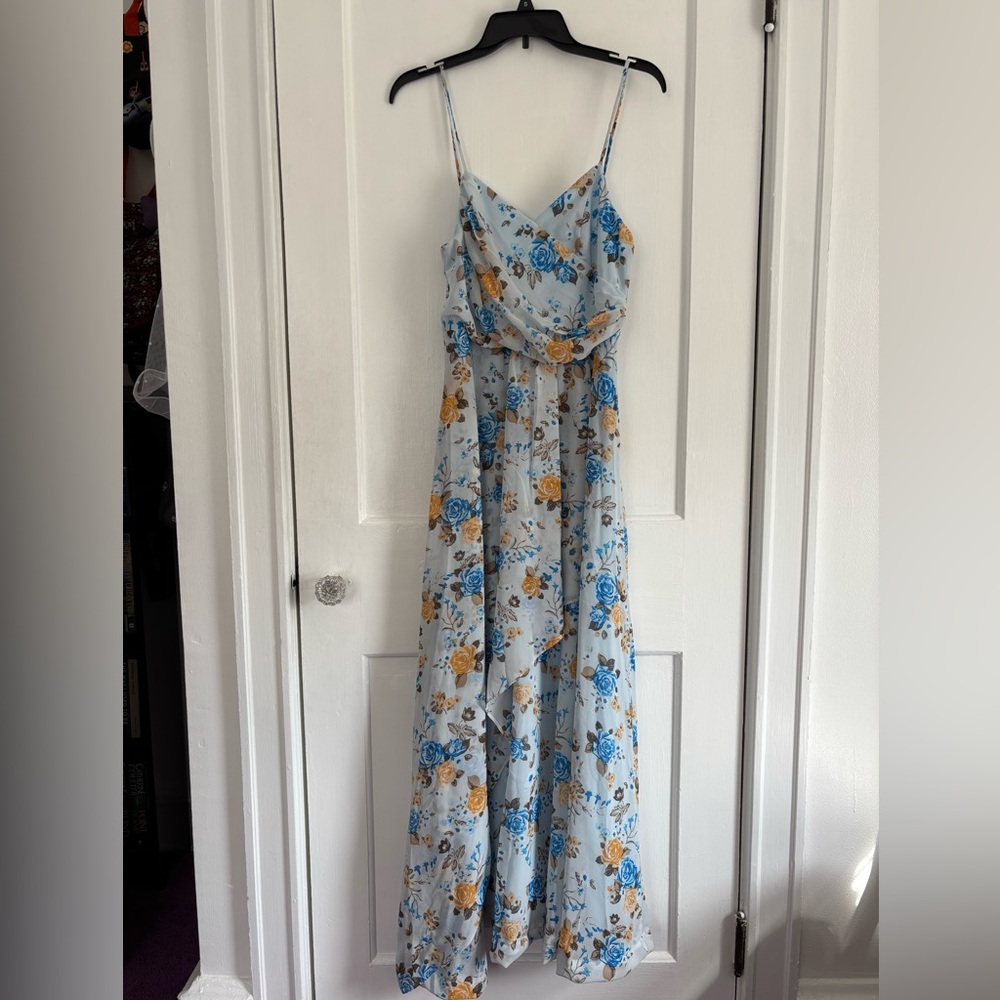 Floral Maxi Dress in Blue and Yellow